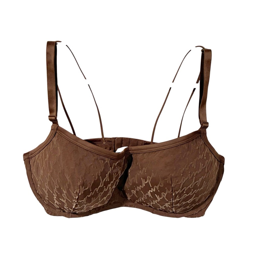 Victorias Secret Pink Mousse Push Up Flocked Mesh Push Up Bralette Medium DD NEW